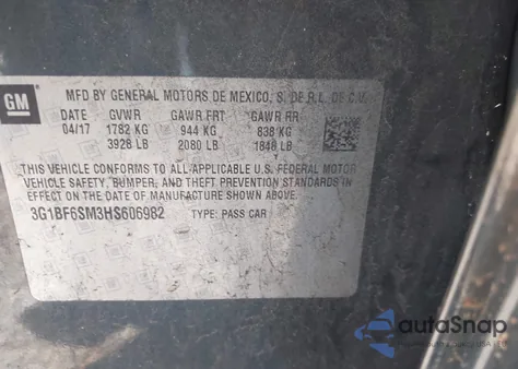 2017 Chevrolet Cruze Premier Auto from USA, damaged, VIN 3G1BF6SM3HS606982